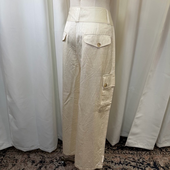 NWT Lauren Ralph Lauren ‘Women’s Shantung Wide-Leg Cargo Pants’ in Winter White - Picture 15 of 16
